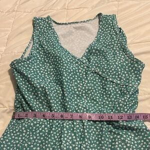 Green Floral Sleeveless Swim dress